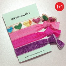 키치쥬얼리 1+1 엘라스틱 헤어타이 핑크하트