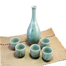 청자 운학문 주병 및 잔 세트 (6P) / 주기 호리병 술잔, 1개