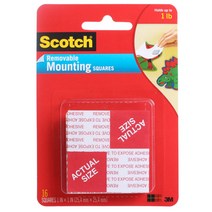 스카치 리무버블 마운팅 스퀘어 양면폼테이프 25.4 x 25.4mm, 16개입