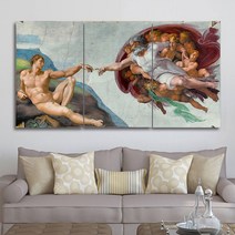 모던팩토리 미켈란젤로 천지창조 3분할 캔버스액자 액자세트