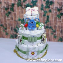 치발딸랑 기저귀케익3단-베이비샤워기저귀케익 신생아기저귀케익 기저귀케익백일 출산선물기저귀케익 산모선물 기저귀케이크 출산케이크 기저귀선물 베이비샤워선물 센스있는출산선물 아기100일케이, 남아용_1단계_신생아용