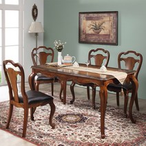 소티디자인 마리스 엔틱 마호가니원목 오크무늬목 4인 식탁세트