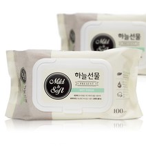 하늘선물 물티슈 캡형 100매 휴대형 유아 아기 유아물티슈 저자극 아기물티슈 휴대용