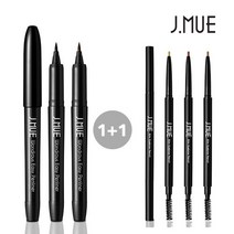 제이뮤 1+1번짐없는 아이라이너+브로우 펜슬, 펜 브라운+슬림 4호, 1개