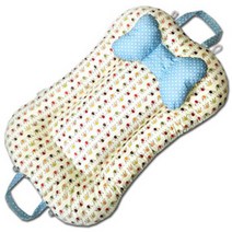 뽀송뽀송 국내수제작 땅콩침대 휴대보트침대 B_22 블루바탕 흰색도트&디엘리펀츠, 베개미포함