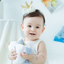 솜니움베베 아기 유아 셀프촬영 리본 왕관 헤어밴드