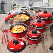 ELO 빨강법랑냄비 모음 14cm~28cm 편수 곰솥 전골, 레드, 11.ELO법랑 편수 16CM