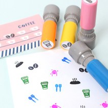 두루디자인 베이직 꼬마 쿠폰 스탬프, 옐로우(문구추가), 잉크 파랑
