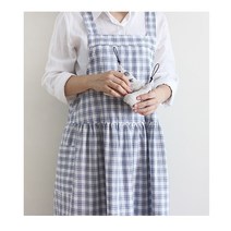 오선 체크 멜빵 앞치마 원피스 예쁜 귀여운 유치원 어린이집 홈웨어 선생님 카페 식당 홀 써빙 활동 미술 화원 행사 단체 자수 대량 가격, 그린