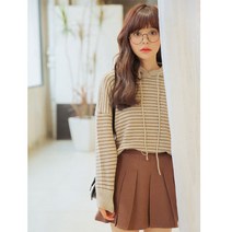 홈블리아 스트라이프 루즈핏 니트 후드