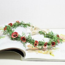 포유더샵 화관모음9종 화관 셀프웨딩 조화 부케, 아네모네화관-레드오렌지