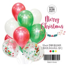 하늘풍선파티 홈파티 컨페티풍선세트15개 10개 파티풍선 헬륨풍선 천장풍선장식 생일파티용품 키즈카페, 화이트크리스마스15P, 1개