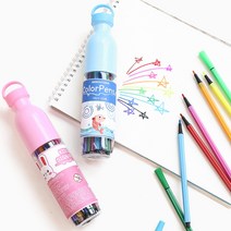 미리사몰B 민화샵 12색 사인펜 싸인펜 세트 원형 케이스 어린이 유아 돌봄 방과후 문구 용품 그리기 색칠 준비물 엄마표 미술 재료 생일 선물, 사인펜(핑크)+사은품선물, 1개