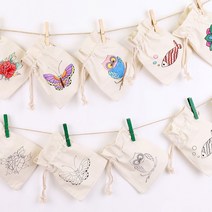 바오바론 민화 복주머니 만들기 천 가방 손 캔버스 무지 꾸미기 재료 투명스티커 증정, (부엉이한마리+사은품제공)