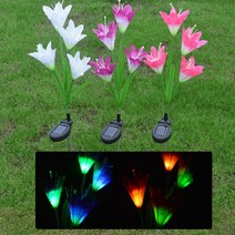 진성 태양광 LED꽃 백합 RGB 자동색상 변화 밤에피는 꽃, (RGB)백합-퍼플