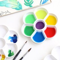 꽃 팔레트 7칸 / 예쁜 파레트 파렛트 빠레트 빠렛트 미술 화구 꽃모양 플라스틱 미술 준비물 수채화, 꽃 파레트(7칸)