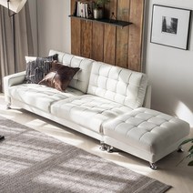 자네트 발루이 3인용 가죽쇼파 스툴미포함, 화이트