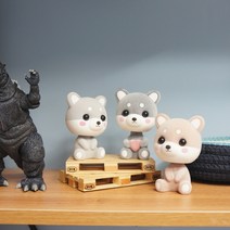 [짱카몰] 럭키독흔들머리인형3종 핸드폰거치대 강아지버블헤드 노호혼 홈데코인테리어소품 차량용장식인형, C타입 (다크그레이-하트)