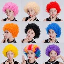 삐에로 가발 소형 광대 뽀글이 파마 파티 의상소품, 핑크