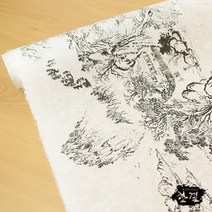 한결한지 고서지 글자 문양 그림인쇄한지 전통한지 포장 공예, 12.산수화4종21.흰색_검정 1, 5매