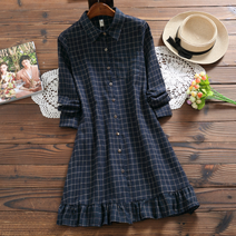 르엠마 체크 롱 버튼 봄 원피스 11097