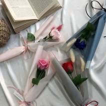 Fondant Flower 한 송이 비누장미 꽃다발, 핫핑크