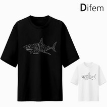 디프엠 5부오버핏반팔 각진죠스 M~5XL 빅사이즈 남녀공용 반팔티셔츠 반팔 티셔츠