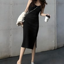  엘쏘 슬림 슬릿 끈 나시 원피스 