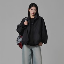 지쥬 여성 오버핏 초경량 바람막이 무지 블랙 가벼운 점퍼