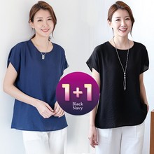 물론 여성 찰랑찰랑 인견 반팔 블라우스 1+1(2컬러) 엄마옷 빅사이즈 