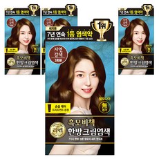 리엔 흑모비책 새치염색 크림, 자연갈색, 4개