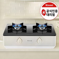 린나이 과열방지 2구 가스렌지 AA 전면건전지 크림화이트 24년 신제품, 가스레인지, LNG - rbre960