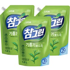 참그린 안심 녹차 뽀드득 주방세제, 1L, 3개