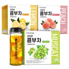 더존건강 더조은 콤부차 레몬 30p + 복숭아 30p + 샤인머스캣 30p + 전용보틀 500ml 세트, 1세트