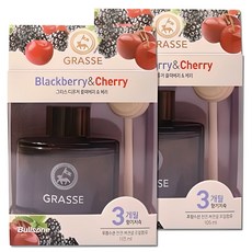 [불스원] 그라스 대용량 디퓨져 방향제 105ml * 2개, 블랙베리&체리