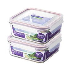 글라스락 퍼플 에디션 정사각 밀폐용기 850ml, 2개, 단품