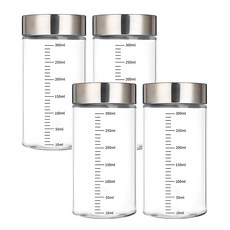 헬로키친 내열유리 눈금 유리병, 300ml, 4개