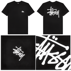 스투시 반팔티 베이직 로고 프린트 반팔티셔츠 STUSSY 라운드 면 반팔 남자 여자 남녀 공용 커플 트레이닝 스포츠 운동 데일리 반소매 커플티 스투시반팔티