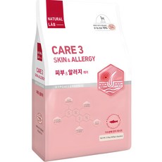 내츄럴랩 전연령용 유기농 강아지 기능성 사료 CARE3, 피부/알러지 케어, 2.5kg, 1개 - 강아지모질사료저알러지