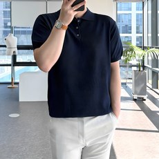 룩플레인 시원한 여름 린넨 반팔 니트 카라 티셔츠 7color