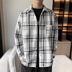 남성용 PDS패션 편안한 핏 캐주얼 체크 셔츠