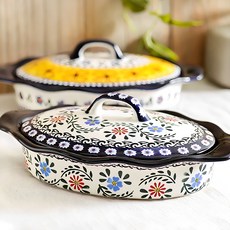 MAISON OBJET PRACA陶瓷烤盤附蓋子, 鳶尾花, 1組