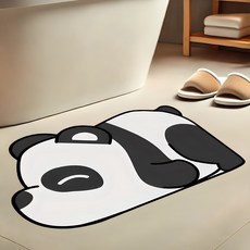 lurluhome 可愛動物矽藻土廚房地墊, 微笑熊貓