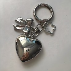 소리달 레디오 실버 하트 리본 발레코어룩 가방키링