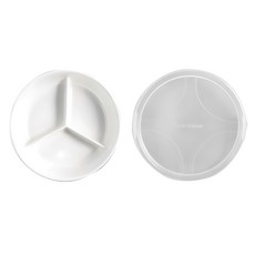 Moda Kitchen圓形陶瓷3格密封分享盤, 1個, 白色
