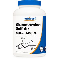 nutricost 葡萄糖胺硫酸鹽無麩質膠囊 1500mg, 240顆, 1罐