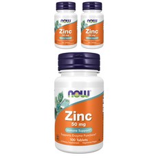 NOW Foods 鋅錠 50mg, 100顆, 3罐