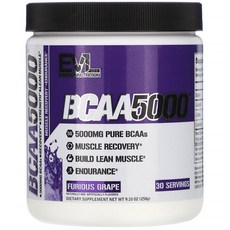 EVLUTIONNUTRITION BCAA支鏈胺基酸粉 5000mg 葡萄味, 1罐, 258g