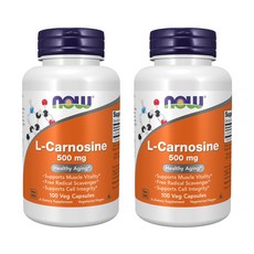 NOW Foods L-肌肽膠囊 500mg, 100顆, 2罐