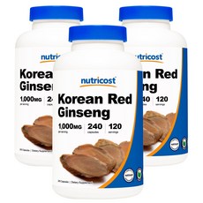 nutricost 韓國無麩質紅蔘膠囊 1000mg, 240顆, 3罐